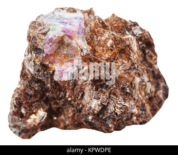 corundum crystal on rock of phlogopite isolated Stock Photo