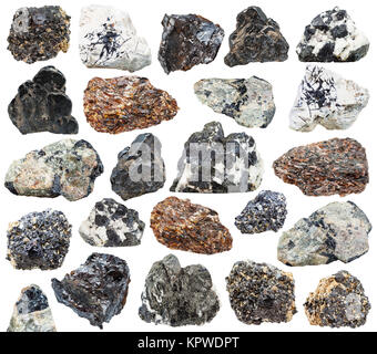 various titanium ore isolated on white background Stock Photo