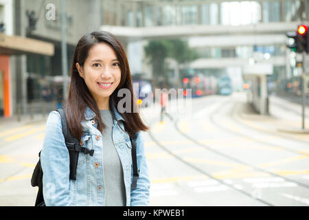 Woman in Hong Kong city Stock Photo