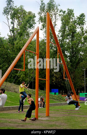 'Swing' ca. 1975-1976. Installation behind the Museo Tamayo in Chapultepec Park, Mexico City, DF, Mexico, Stock Photo