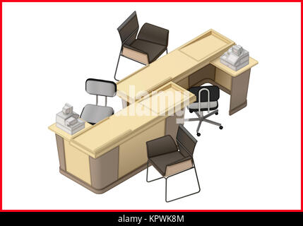 Office furniture workspace isometric flat Stock Photo