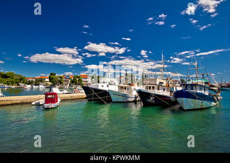 Fishing boats fleet in Zadar harbor Stock Photo