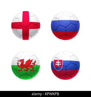 3D soccer ball with group B teams flags Stock Photo