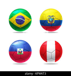 3D soccer ball with group A teams flags Stock Photo