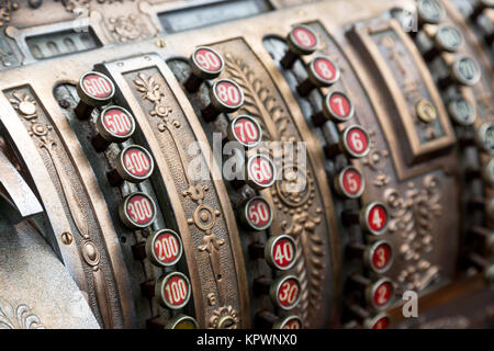 closeup vintage cash register Stock Photo