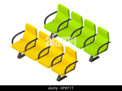 Pair rows armchairs flat Stock Photo
