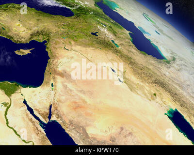 Israel, Lebanon, Jordan, Syria and Iraq region from space Stock Photo