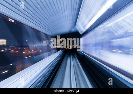 Speeding train through the tunnel Stock Photo