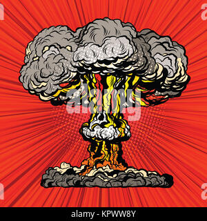 Nuclear explosion radioactive mushroom pop art Stock Photo