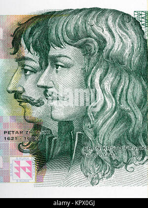 Fran Krsto Frankopan and Petar Zrinski portrait from Croatian money Stock Photo