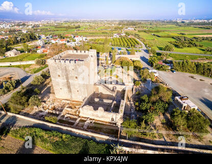 Aerial view of Medieval castle of Kolossi, Limassol, Cyprus Stock Photo