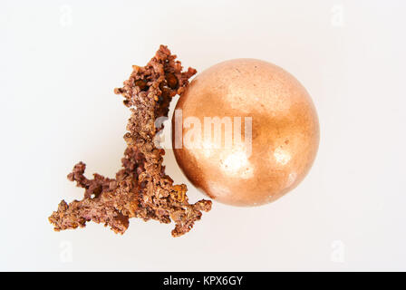 Native copper and Cu ball Stock Photo