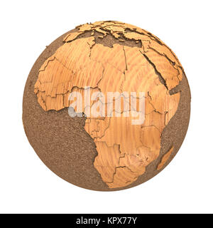 Africa on wooden planet Earth Stock Photo