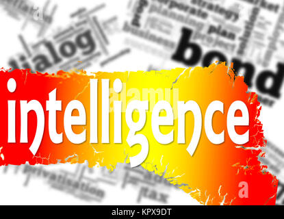 Word cloud with intelligence word Stock Photo