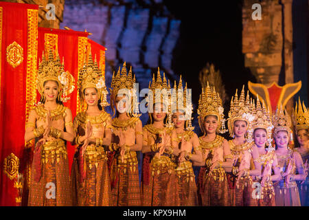 a Light and Show at the Prasat Sikhoraphum Temple at the Town of Sikhoraphum near the city of Surin in Isan in Thailand. Stock Photo