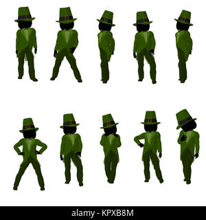 Leprechaun girl silhouette on a white background Stock Photo