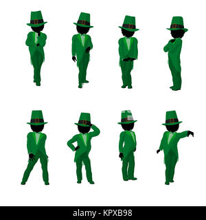 African american leprechaun girl silhouette on a white background Stock Photo