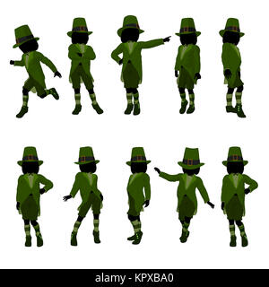 Leprechaun girl silhouette on a white background Stock Photo