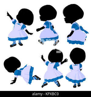 Little alice in wonderland illustration silhouette on a white background Stock Photo