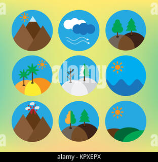 landscape icon set Stock Photo