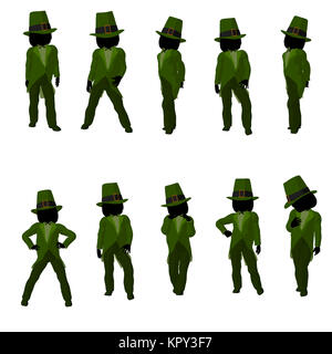 Leprechaun girl silhouette on a white background Stock Photo