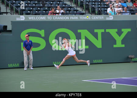 KEY BISCAYNE, FL - MARCH 21: Agnieszka Radwanska at Sony Open Tennis at Crandon Park Tennis Center on March 21, 2014 in Key Biscayne, Florida   People:  Agnieszka Radwanska Stock Photo