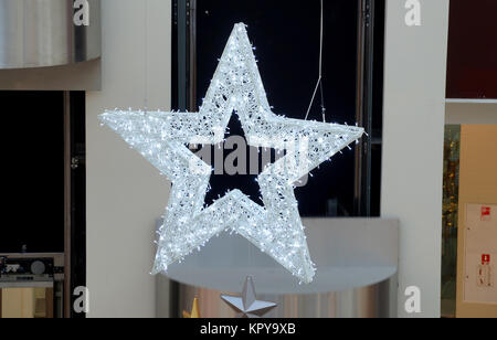 Christmas decoration of shopping center LED garlands Stock Photo