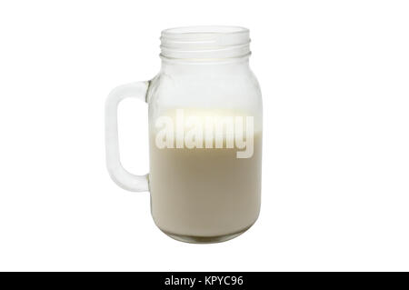 Soy milk in glass mug Stock Photo