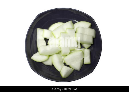 Chopped of raw winter melon on blue dish Stock Photo