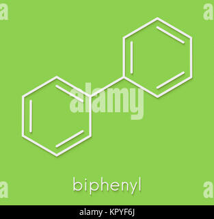 Lemonene (biphenyl, diphenyl) preservative molecule. Stylized skeletal ...