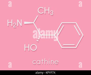 Cathine khat stimulant molecule. Present in Catha edulis (khat). Skeletal formula. Stock Photo