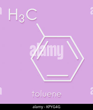 Toluene (methylbenzene, toluol) chemical solvent molecule. Skeletal formula. Stock Photo