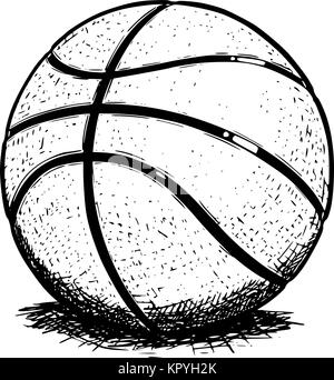 Vector hand drawing drawn illustration of basketball ball. Stock Vector