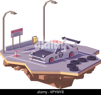 Vector low poly classic drift car Stock Vector