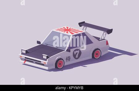 Vector low poly classic drift car Stock Vector