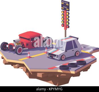 Vector low poly drag race Stock Vector