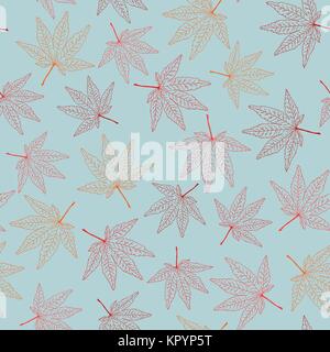 Seamless pattern with maple leaves. Warm colors. Autumn template. Plain endless background with momiji leaves. For wallpaper or printing on fabric. Stock Vector