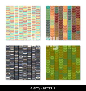 Four Seamless patterns. Simple colorful backgrounds. Wavy motifs. Plain abstract textures. Simple graphic textures. For decoration, wallpaper or patte Stock Vector