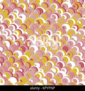 Bright fan background. Based on Traditional Japanese Embroidery. Abstract Seamless pattern. Based on Sashiko stitching. Pink green and red backdrop. F Stock Vector