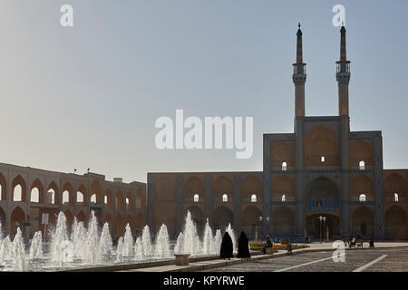 Yazd, Iran - April 21, 2017: amir chakhmagh square and Mosque complex, square with a fountain. Stock Photo