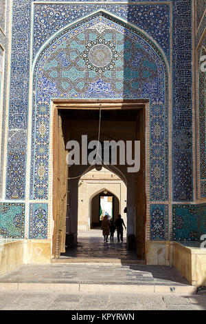 Yazd, Iran - April 21, 2017: The gateway leading into the courtyard, Friday Mosque or Jame Mosque. Stock Photo