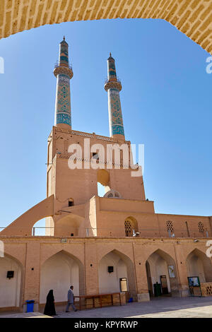 Yazd, Iran - April 21, 2017: Jame Mosque in ancient clay city sunny morning. Stock Photo