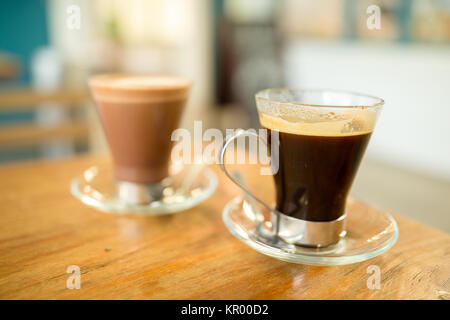 Two steaming cups of coffee Stock Photo