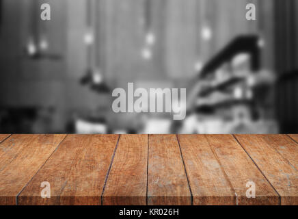 Perspective wooden tabletop with black and white background Stock Photo