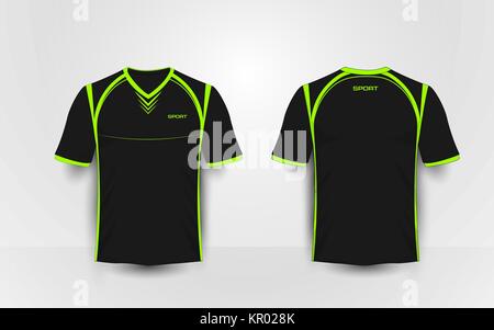black and green sport football kits, jersey, t-shirt design template Stock Vector