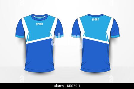 Blue and white sport football kits, jersey, t-shirt design template Stock Vector