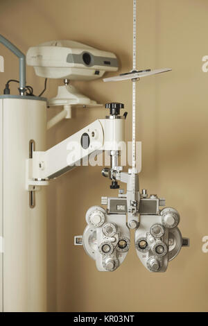 Phoropter optical device for measuring the vision of human eye Stock Photo