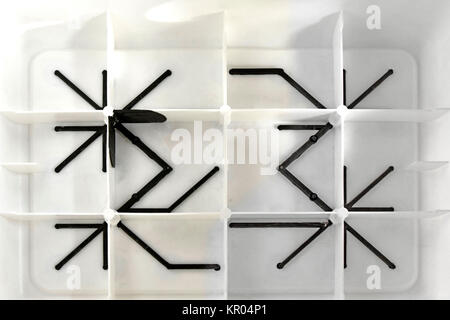 Abstract shapes created by plastic mouldings and struts to underside of kitchen kick or step up stool used to reach high cupboards etc England UK Stock Photo
