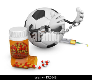 ball in handcuffs with capsules Stock Photo