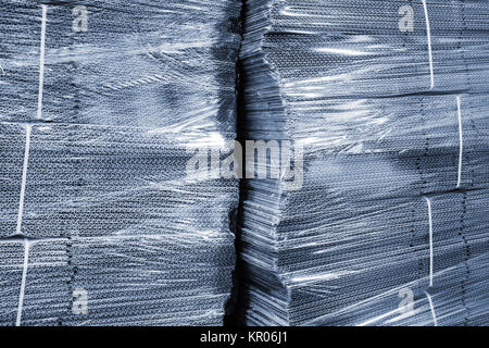 corrugated cardboard packaging in cellophane Stock Photo